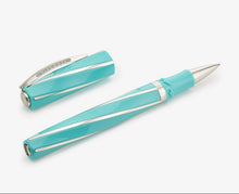 Load image into Gallery viewer, Angled view of the Visconti Divina Elegance Wave Rollerball Pen with the cap set to the side.