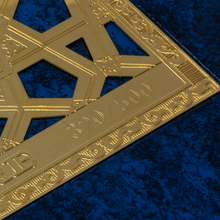 Load image into Gallery viewer, Limited Edition Number on Presentation Box Close up to the Limited Edition number on the bottom right corner medal of the presentation box's lid. It reads 320/500