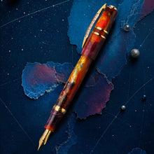 Load image into Gallery viewer, Full front view of the Orion orange Fountain Pen
