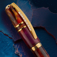 Load image into Gallery viewer, cap close up of the Orion orange Fountain Pen
