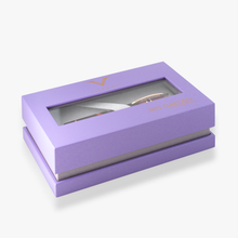 Load image into Gallery viewer, Visconti Homosapiens Iris Garden Pen Presentation Box. it is a lavender colored box with gray accents.