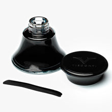 Load image into Gallery viewer, The black ink bottle opened with a stripe of ink on the white background.