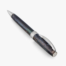 Load image into Gallery viewer, Angled view of the Ballpoint Pen. The top of the Pen has a metal coin with the Visconti letter "V" logo on it.