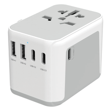 Load image into Gallery viewer, Angled view of the power adapter. Two USB type-A and three type-C are visible.