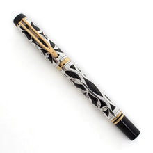 Load image into Gallery viewer, Front view of the silver overlay fountain pen on a white background.