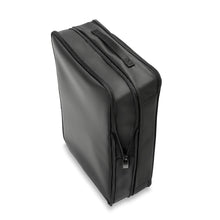 Load image into Gallery viewer, Briggs & Riley Carry-On Compression Packing Cube Set - Black (1-Small and 2-Medium included in set)
Angled Front Panel Image of Black Compression Cube in unexpanded (non-compressed view)
EXTERIOR DIMENSIONS: 
Small cube: 8.5 x 6.5 x 3 in / 21.6 x 16.5 x 7.6 cm
Medium cube: 13 x 8.5 x 3 in / 33 x 21.6 x 7.6 cm