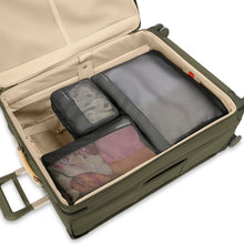 Load image into Gallery viewer, Briggs & Riley Check-In Packing Cube Set - Black
Briggs & Riley Check-In Packing Cube.  Showing Large Cube 3-Piece Set fully packed, compressed and organized inside main compartment of checked suitcase.
Small cube: 8.5 x 6.5 x 3 in / 21.6 x 16.5 x 7.6 cm
Medium cube: 13 x 8.5 x 3 in / 33 x 21.6 x 7.6 cm
Large cube: 17 x 13 x 3 in / 43.2 x 21.6 x 7.6 cm