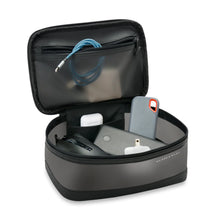 Load image into Gallery viewer, Briggs & Riley Translucent Essentials Case
Front Panel View shown unzipped to demonstrate how this case can also be used to hold your business travel essentials, like travel mouse, phone charger, cables, ear buds, etc.
Dimensions: 9 x 6 x 4 in / 22.9 x 15.2 x 10.2 cm
