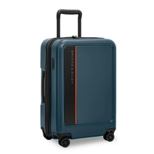 Load image into Gallery viewer, Angled front view of the Ocean Blue suitcase.