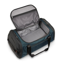 Load image into Gallery viewer, Briggs & Riley Large Travel Duffle - Ocean Blue
Image Spacious Main Compartment with large 'U-Shaped' zippered entry. 
Dimensions:  11 x 23.5 x 13"
Weight:          3.1 lbs.