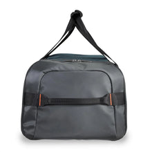 Load image into Gallery viewer, Briggs & Riley Large Travel Duffle - Ocean Blue
Image of end panel zippered pocket with webbed nylon handle grip
Dimensions:  11 x 23.5 x 13"
Weight:          3.1 lbs.