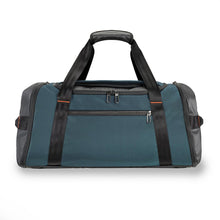 Load image into Gallery viewer, Briggs & Riley Large Travel Duffle - Ocean Blue
Image Front Panel View
Dimensions:  11 x 23.5 x 13"
Weight:          3.1 lbs.