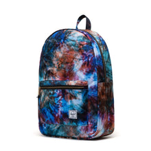 Load image into Gallery viewer, Angled front view of the Summer Tie Dye backpack.