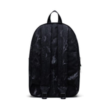 Load image into Gallery viewer, Back panel view of the black marble backpack.