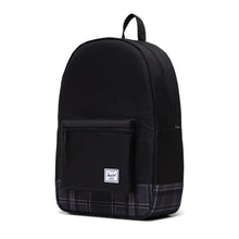 Load image into Gallery viewer, Angled front view of the black grayscale backpack.