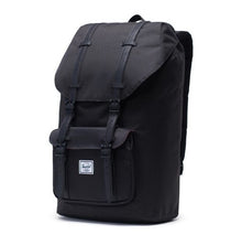 Load image into Gallery viewer, Angled front view of the black backpack.