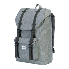 Load image into Gallery viewer, Angled front view of the Raven Crosshatch backpack.
