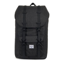 Load image into Gallery viewer, Front panel view of the black crosshatch backpack.