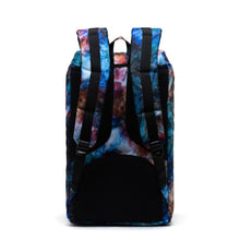 Load image into Gallery viewer, Back panel view of the Summer Tie Dye backpack with padded back panel and shoulder straps.
