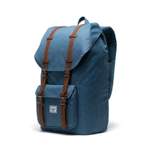Load image into Gallery viewer, Angled front view of the Copen Blue Crosshatch Little America backpack.