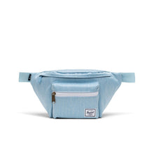 Load image into Gallery viewer, Front view of the Light Denim Crosshatch Seventeen Hip Pack.
