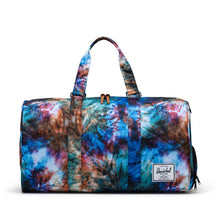 Load image into Gallery viewer, Front view of the Summer Tie Dye Novel Duffle bag.
