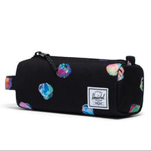 Load image into Gallery viewer, Angled view of the paint dot Settlement case with a zippered main compartment and a side carrying handle.
