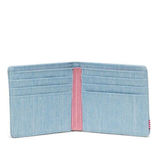 Load image into Gallery viewer, interior view of the Light Denim Crosshatch Roy wallet.