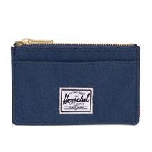 Load image into Gallery viewer, Front view of the Navy blue Oscar card case.