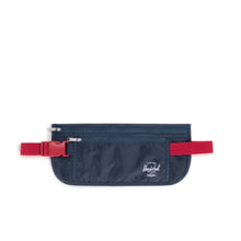 Load image into Gallery viewer, Front view of the Navy blue and red money belt.