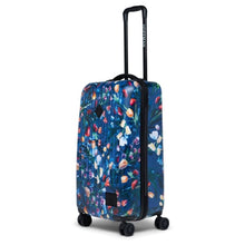 Load image into Gallery viewer, Angled view of the Royal Hoffman Spinner suitcase with the telescopic handle extended.