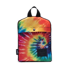 Load image into Gallery viewer, The Rainbow Tie-Dye packable duffle folded into its internal pocket.