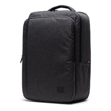Load image into Gallery viewer, Black Crosshatch fabric backpack on a white background.