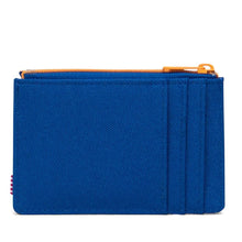 Load image into Gallery viewer, Back view of the blue and yellow Oscar wallet