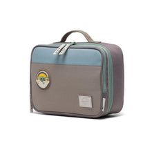 Load image into Gallery viewer, Angled front view of the Mandalorian Pop Quiz Lunch bag.