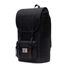 Load image into Gallery viewer, Angled front view of the Black Little America Insulated backpack.