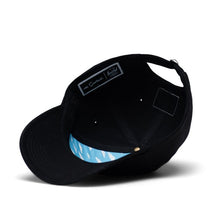 Load image into Gallery viewer, Angled interior view of the black Bart Simpson cap.
