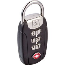 Load image into Gallery viewer, Angled front view of the black three-digit combination lock.