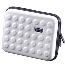 Load image into Gallery viewer, Angled front view of the white case with raised dots pattern on the front and back panels.