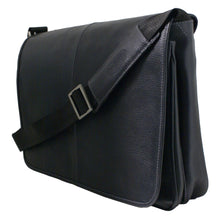 Load image into Gallery viewer, Classico Black Tumbled Leather Messenger Brief