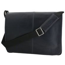 Load image into Gallery viewer, Classico Black Tumbled Leather Messenger Brief