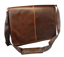 Load image into Gallery viewer, Classico Black Tumbled Leather Messenger Brief
