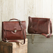Load image into Gallery viewer, Classico Black Tumbled Leather Messenger Brief