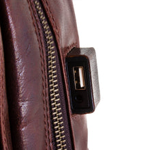 Load image into Gallery viewer, Cheyenne Hand-Stained Water Buffalo 2- Section Backpack w/USB Connectivity