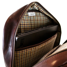 Load image into Gallery viewer, Cheyenne Hand-Stained Water Buffalo 2- Section Backpack w/USB Connectivity