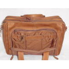 Load image into Gallery viewer, Dorado Leather Expandable Fan-File Brief - Tan
Image of front panel U-Shaped Pocket with organization for your pens, cards, ticket, passport, smart phone, etc.
Dimensions:  17" X 12" X 5" (Expands to 7")