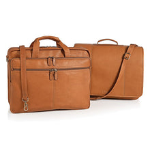 Load image into Gallery viewer, Two tan leather briefcases on a white background.