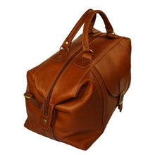 Load image into Gallery viewer, DayTrekr Weekender Satchel - Tan
Image of Left-Facing Side Panel
Dimensions:  19"W x 12"H x 9.75"D