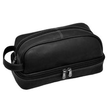Load image into Gallery viewer, DayTrekr Leather Drop Bottom Shave Kit in Black