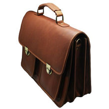 Load image into Gallery viewer, Full-Grain Leather Flapover Laptop Brief